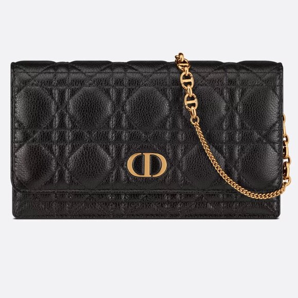 Christian Dior Caro Pouch with Chain Black - Picture 1 of 6
